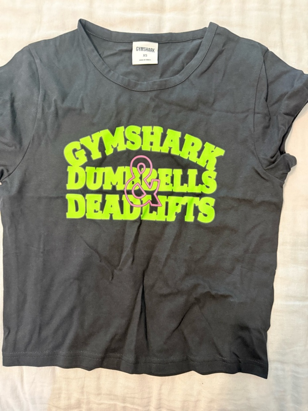 Gymshark Black Tee with Neon Green and Pink Logo